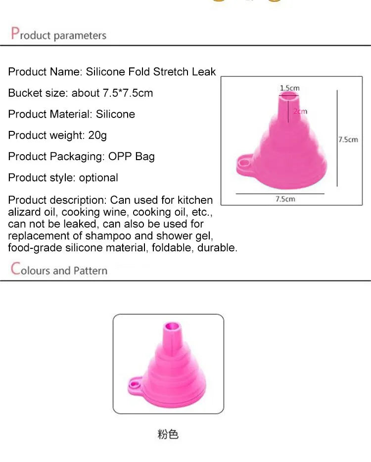 Hopfällbar tratt silikon – praktiskt köksredskap i rött