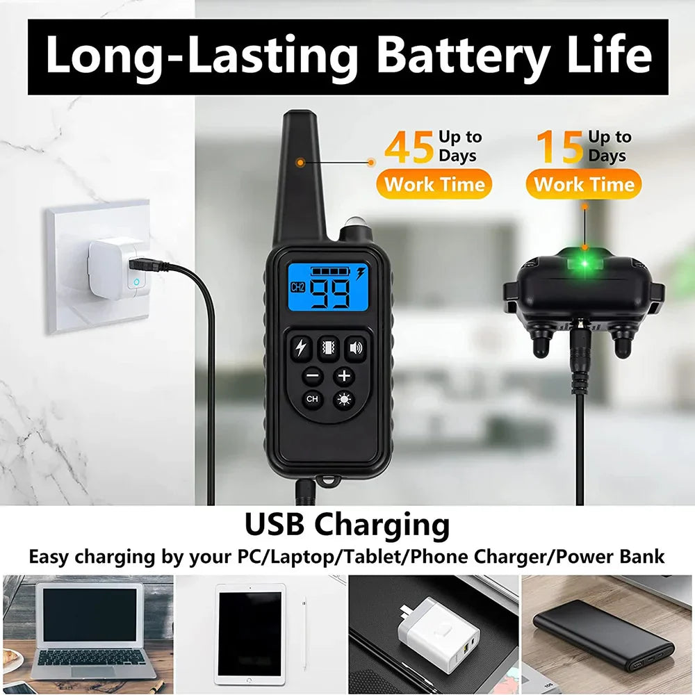 Hundträningshalsband 800 m – vattentätt stöt- & vibrationshalsband