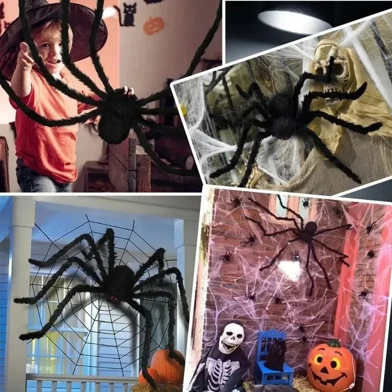 Stor spindel halloween – plyschspindel 30–200 cm för dekoration