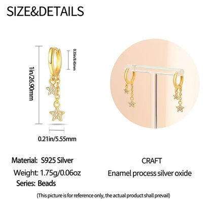 Eleganta örhängen – hoops med stjärnor, månar & pärlor