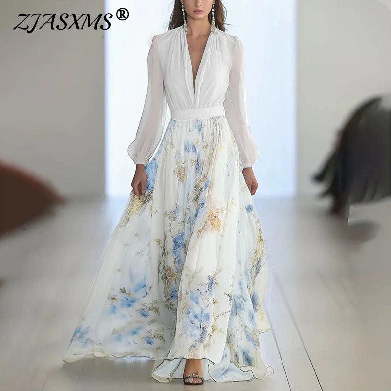 BlomKlänning™ – Elegant Boho Klänning med V-Ringning