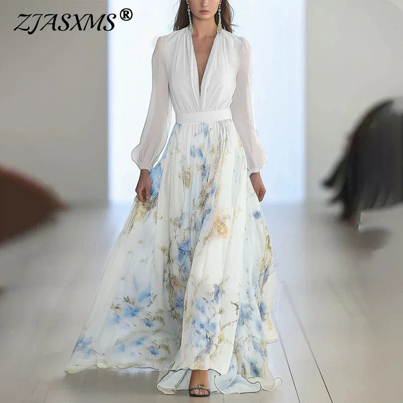 BlomKlänning™ – Elegant Boho Klänning med V-Ringning