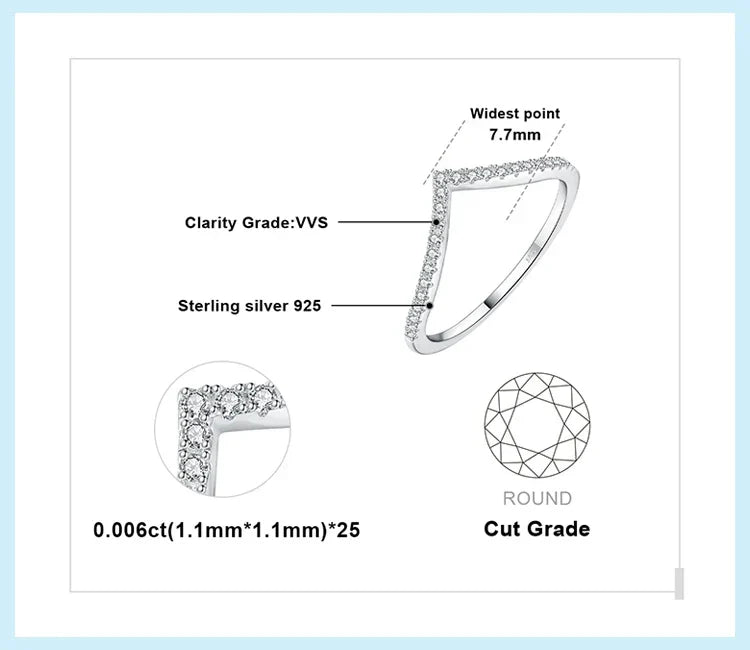 V-formad ring med sten – stapelbar design