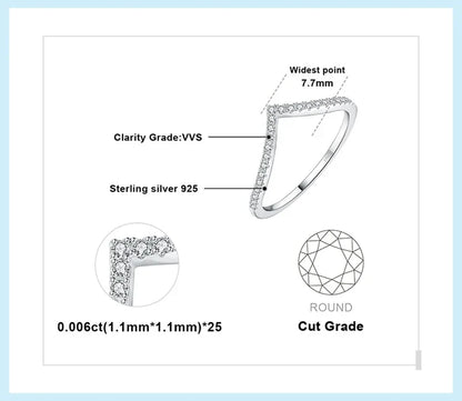 V-formad ring med sten – stapelbar design