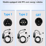 Portabel laddare elbil 3.5kW – EV laddkabel typ 1 & typ 2