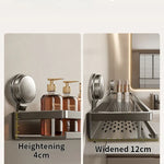 Kylpyhuoneen kulmahylly imukupilla – ilman porausta