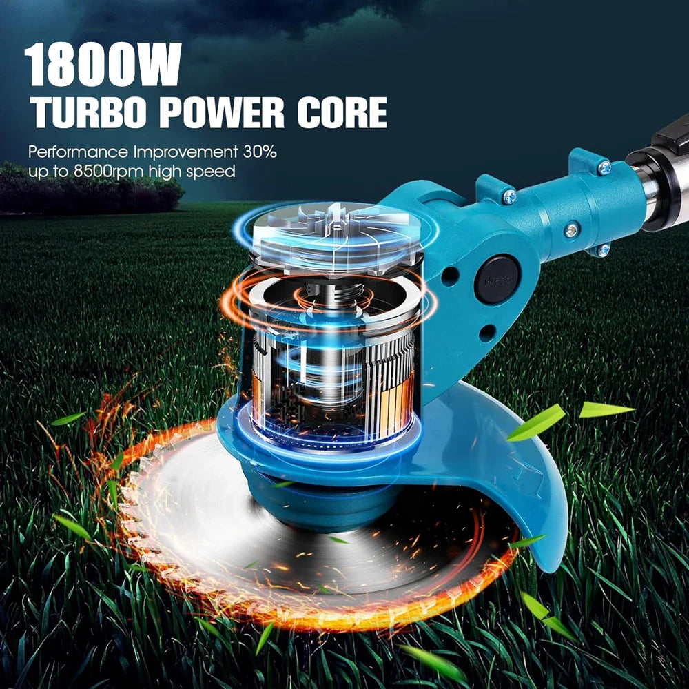 Trådlös & Hopfällbar Grästrimmer 36V – Justerbar Höjd, Hjul & 3 Bladtyper