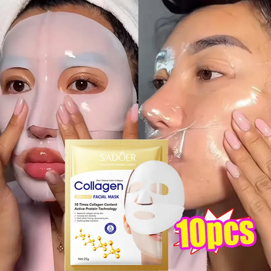 KollagenMask™ – 10-pack Anti-Åldrande Ansiktsmasker med Fukt & Lyster