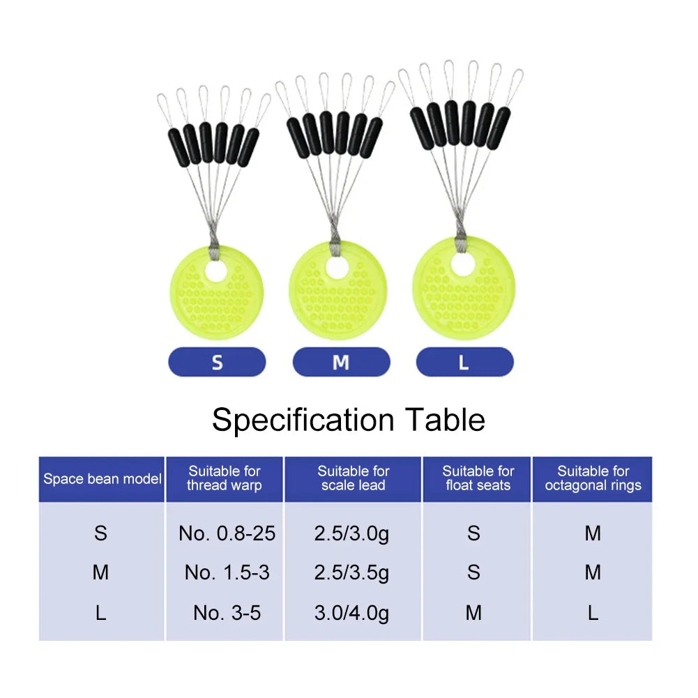 Gummistopp till fiskelina – 60 st space beans