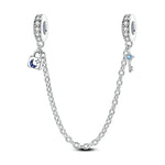 Berlocker Saga (säkerhetskedja & berlocker – flygplan, blomma & kamera)