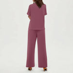 2-delat set dam – kortärmad topp & vida byxor