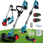 Trådlös & Hopfällbar Grästrimmer 36V – Justerbar Höjd, Hjul & 3 Bladtyper