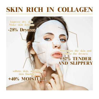 KollagenMask™ – 10-pack Anti-Åldrande Ansiktsmasker med Fukt & Lyster