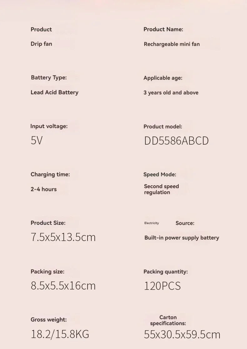 Mini USB-tuuletin lampulla – kannettava ja ladattava