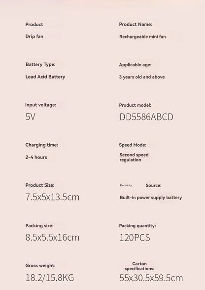 Mini USB-tuuletin lampulla – kannettava ja ladattava