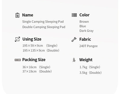 Campingluftmadrass 9cm med Pump