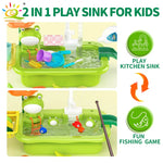 Barnens kökslek – interaktiv diskho med rinnande vatten, tillbehör & fiskespel