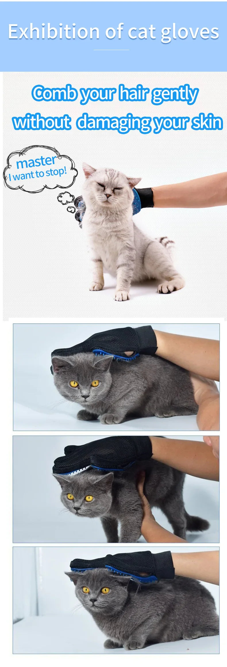 Katt- & hundhandske – pälsborste och massagehandske för husdjur