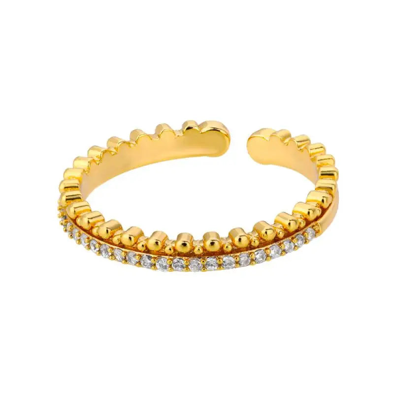 Tvistad ring dam – öppen ring i rostfritt stål med zirkon