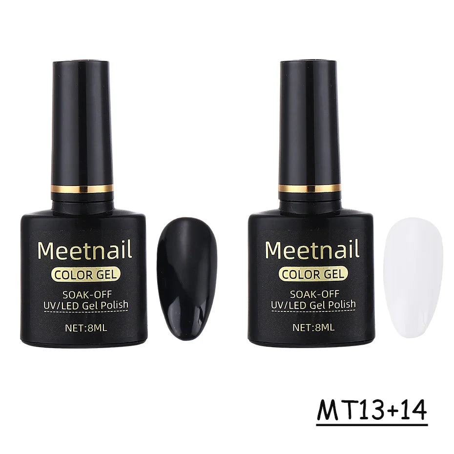 Nagellack gel set – 2x8ml svart & vitt UV/LED soak-off lack