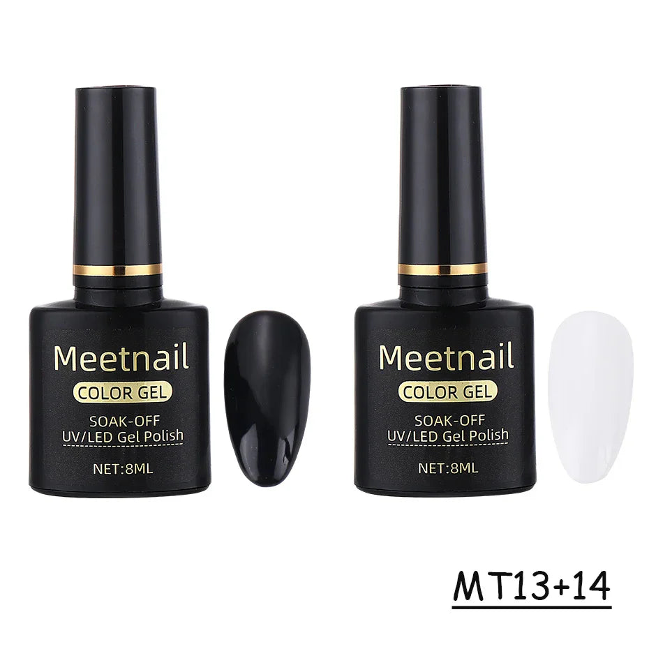 Nagellack gel set – 2x8ml svart & vitt UV/LED soak-off lack