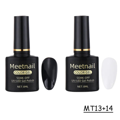 Nagellack gel set – 2x8ml svart & vitt UV/LED soak-off lack