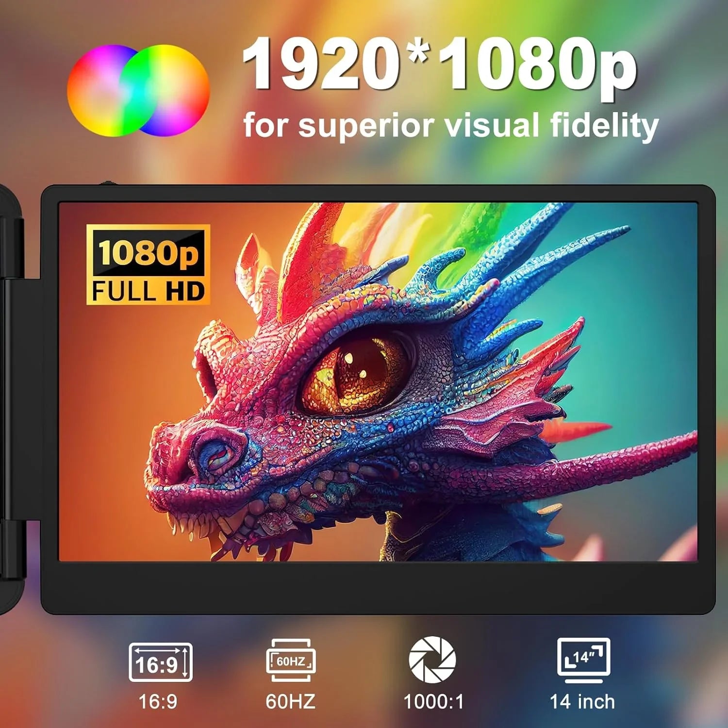 Laptopskärm extender – 14 tum FHD portabel extra skärm