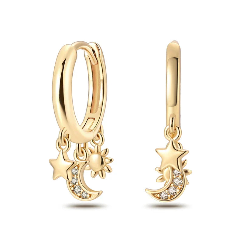 Eleganta örhängen – hoops med stjärnor, månar & pärlor