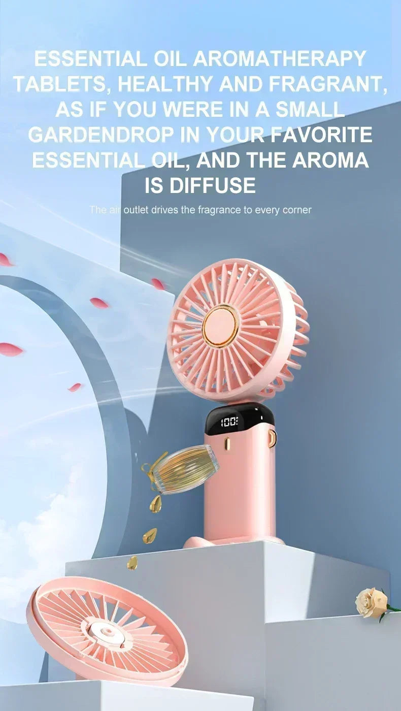 Hopfällbar Mini-Fläkt med Halsrem & Ställ – 3000mAh