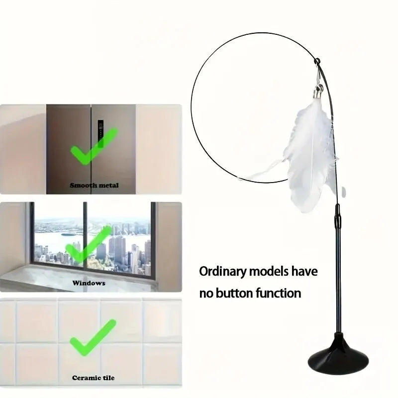 Kissanlelu jousitanko – interaktiivinen keinutuoli kellolla ja imukupilla