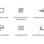 Hopfällbar Mini-Fläkt med Halsrem & Ställ – 3000mAh