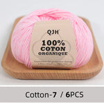 Bomullsgarn 100% – 6-pack mjukt garn för virkning & stickning