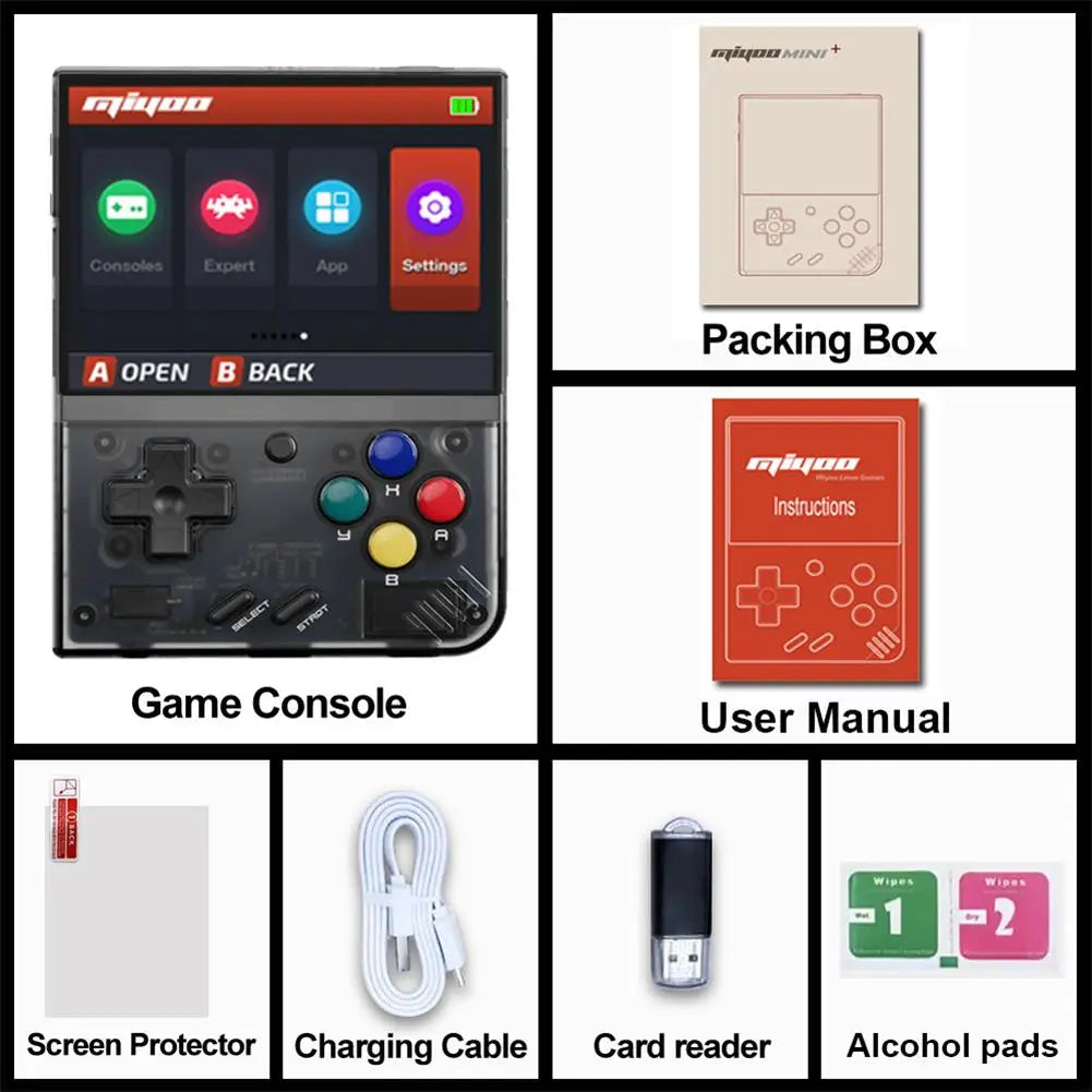 RetroPlay Mini+ – retro spelkonsol för barn & vuxna (3,5” IPS skärm)