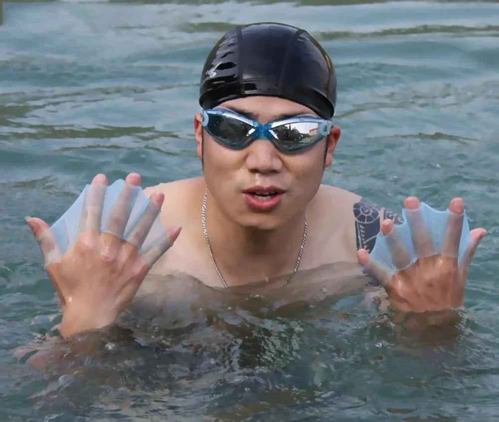 Simgälar & paddelhandskar i silikon – träning & simutrustning