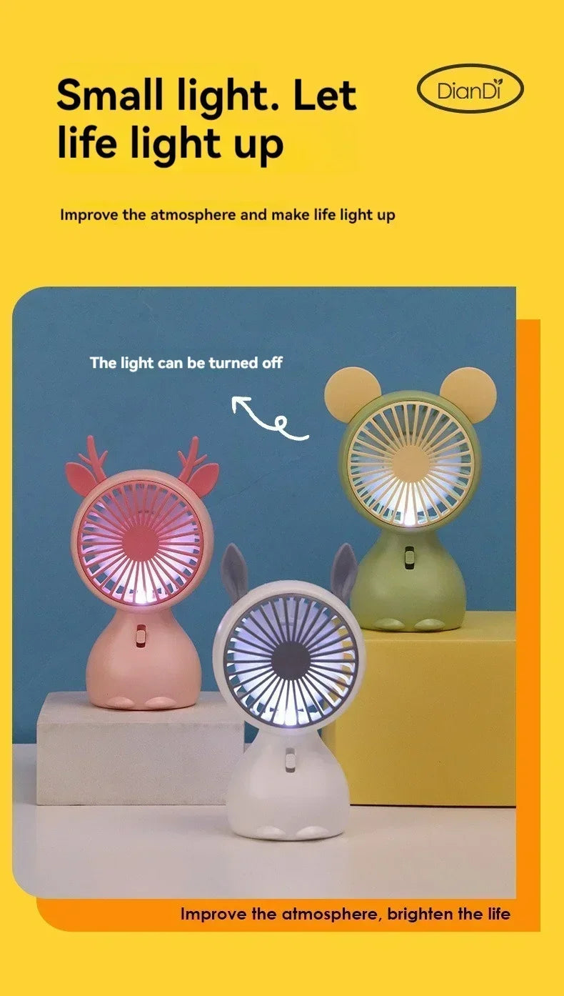 Mini USB-Fläkt med Lampa – Portabel & Laddningsbar