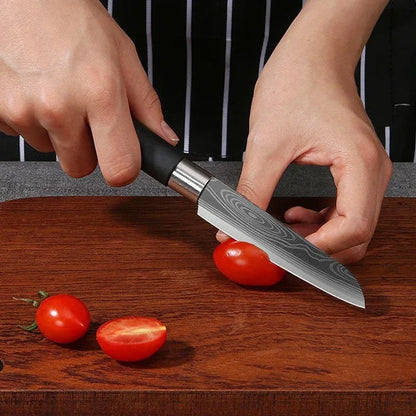 Kockkniv set – köksknivar & brynstål i rostfritt stål med laserdesign