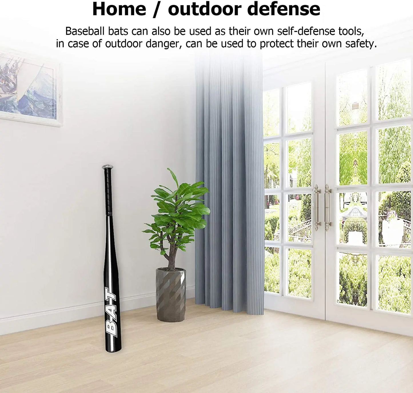Basebollträ aluminium – självförsvar & sport, 20 tum + handskar