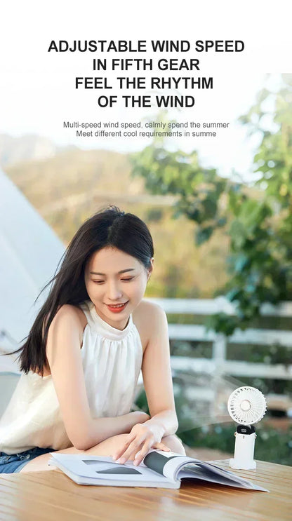 Taittuva minituuletin kaulahihnalla ja telineellä – 3000mAh