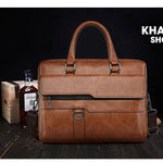 Läderportfölj herr – axelremsväska för laptop & kontor