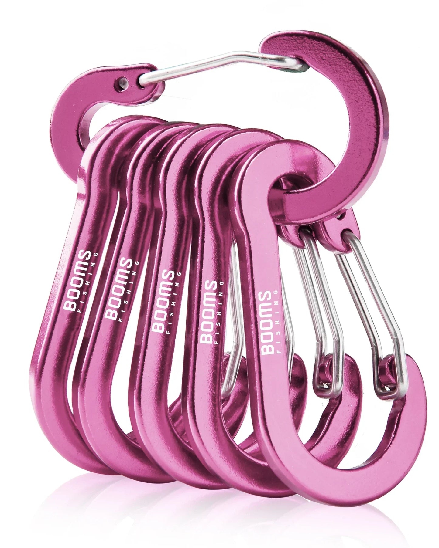 Små karbinhakar i stål – 6-pack för camping & fiske