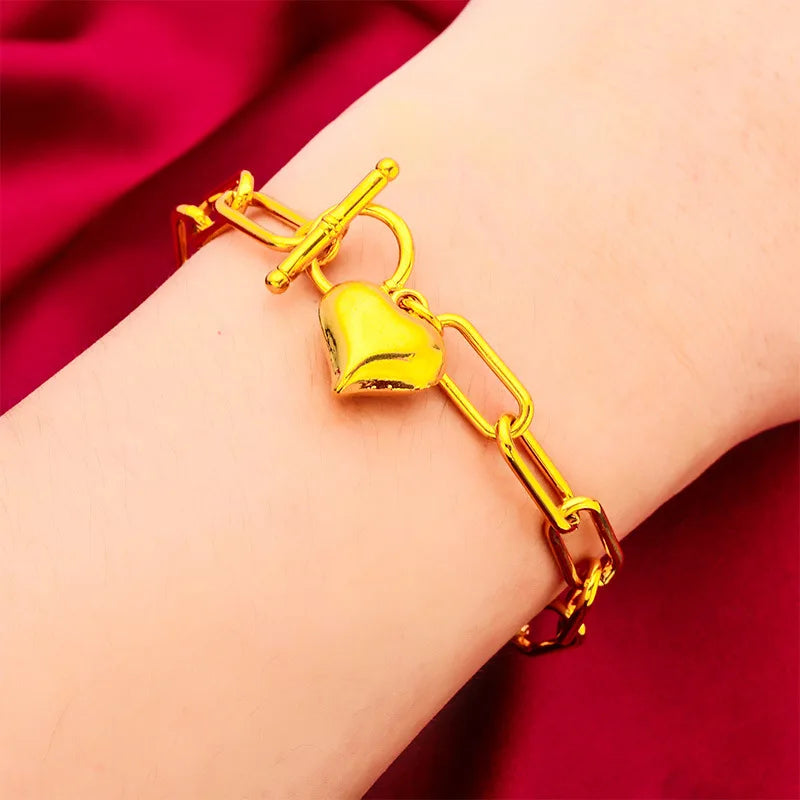 Guldkärleksarmband dam – 24K äkta guld smycke