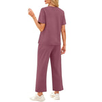 2-delat set dam – kortärmad topp & vida byxor