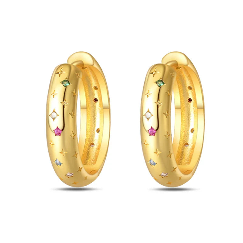 Eleganta örhängen – hoops med stjärnor, månar & pärlor