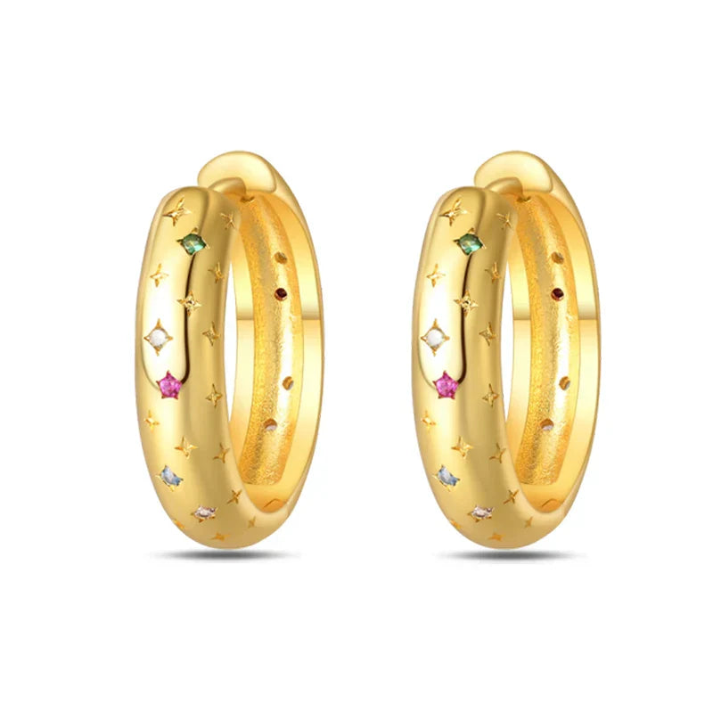 Eleganta örhängen – hoops med stjärnor, månar & pärlor