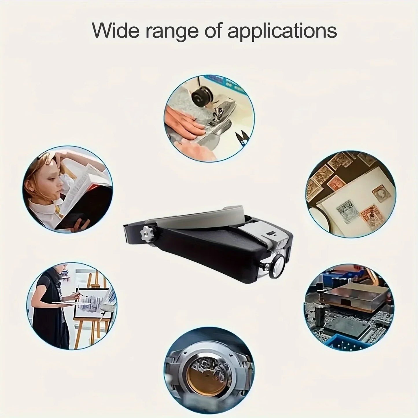 LED förstoringsglas glasögon – 10X justerbar loupe för hobby & reparation