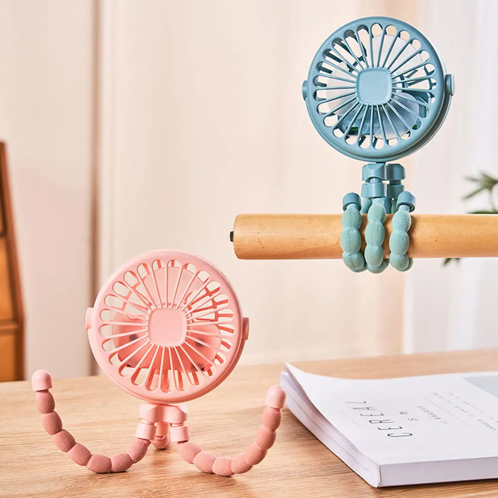 Minituuletin jalustalla – USB- ja akkukäyttöinen rattaisiin ja turvaistuimeen