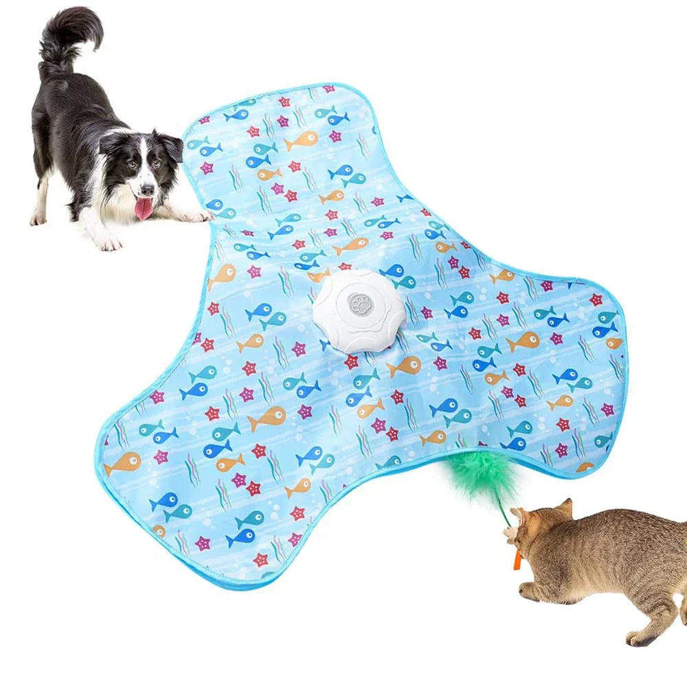 Interaktiv kattleksak – gömma & söka mus med fjäder & ljud