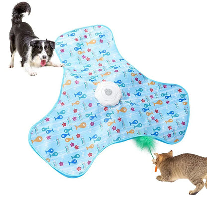 Interaktiv kattleksak – gömma & söka mus med fjäder & ljud