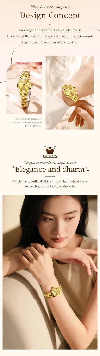 Klocka Helena (automatisk damklocka i rostfritt stål – lyxig design)