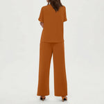 2-delat set dam – kortärmad topp & vida byxor